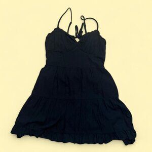 black hollister mini babydoll dress with adjustable straps and double layer